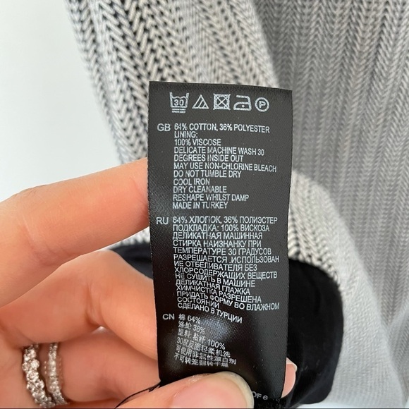 NWT Reiss Marte Textured Jersey Dress White / Blue - Picture 9 of 9